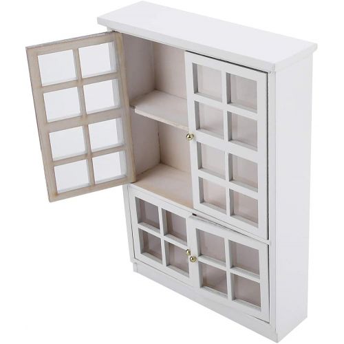  Yinuoday Dollhouse Accessories, 1:12 Scale Miniatures Dollhouse Furniture for DIY Dollhouse Living Room Mini Toy Wood Bookcase Cupboard for Bedroom Kitchen Simulated Accessory Whit