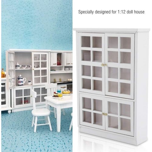  Yinuoday Dollhouse Accessories, 1:12 Scale Miniatures Dollhouse Furniture for DIY Dollhouse Living Room Mini Toy Wood Bookcase Cupboard for Bedroom Kitchen Simulated Accessory Whit