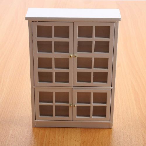  Yinuoday Dollhouse Accessories, 1:12 Scale Miniatures Dollhouse Furniture for DIY Dollhouse Living Room Mini Toy Wood Bookcase Cupboard for Bedroom Kitchen Simulated Accessory Whit