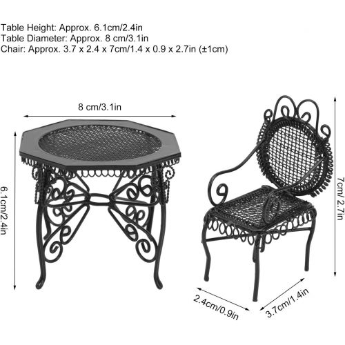  Yinuoday Dollhouse Accessories Set, 1:12 Scale Miniatures Dollhouse Furniture for DIY Dollhouse Living Room Mini Toy Metal Table Chair Set for Garden Terrace Simulated Accessory