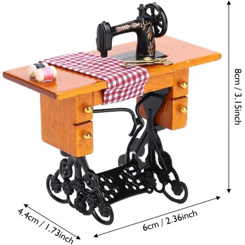  Yinuoday Dollhouse Accessories, 1:12 Scale Miniatures Dollhouse Furniture for DIY Dollhouse Living Room Mini Toy Wooden Sewing Machine for Livingroom Bedroom Simulated Accessory