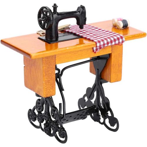  Yinuoday Dollhouse Accessories, 1:12 Scale Miniatures Dollhouse Furniture for DIY Dollhouse Living Room Mini Toy Wooden Sewing Machine for Livingroom Bedroom Simulated Accessory