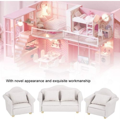  Yinuoday Dollhouse Accessories and Furniture Sets 1:12 Scale Wooden Miniature Doll House Sofa Kit with Pillow Mini Toy Couch Chairs for Living Room