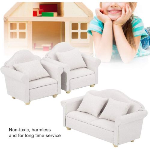  Yinuoday Dollhouse Accessories and Furniture Sets 1:12 Scale Wooden Miniature Doll House Sofa Kit with Pillow Mini Toy Couch Chairs for Living Room