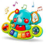 [아마존베스트]Yiosion Musical Elephant Toy Electronic Piano Keyboard Educational Learning Light Up Toy Set Music Activity Center Birthday Gifts for 1 Year Old Baby Newborn Infants Toddlers