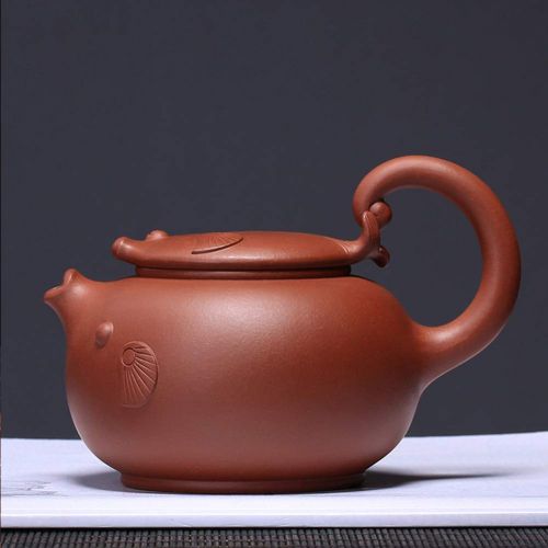  Yipot Yixing pot- Zisha Fish Teapot-Yixing Clay Teapot Chinese Zisha Pot Xishi Purple clay 8.8 Oz Genuine（260ml）Handmade