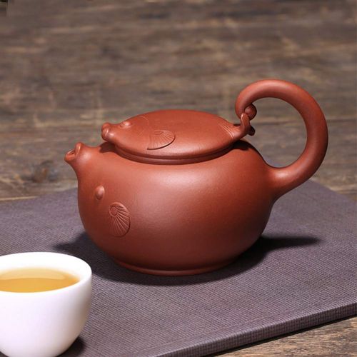  Yipot Yixing pot- Zisha Fish Teapot-Yixing Clay Teapot Chinese Zisha Pot Xishi Purple clay 8.8 Oz Genuine（260ml）Handmade