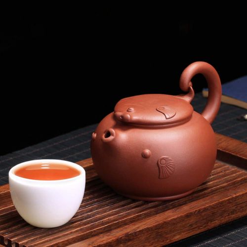  Yipot Yixing pot- Zisha Fish Teapot-Yixing Clay Teapot Chinese Zisha Pot Xishi Purple clay 8.8 Oz Genuine（260ml）Handmade