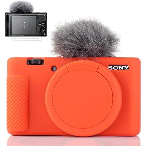  Yisau Camera Case for Sony ZV-1, Sony ZV1 Camera Case Digital Camera Anti-Scratch Slim Fit Soft DSLR Camera Sleeve with ZV1 Screen Protector (Kumquat)