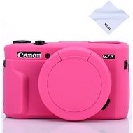 Yisau G7X Mark II G7X Removable Lens Cover Silicone Cover Rubber Soft Camera Case Cover for Canon PowerShot G7X II G7X (Rosered)