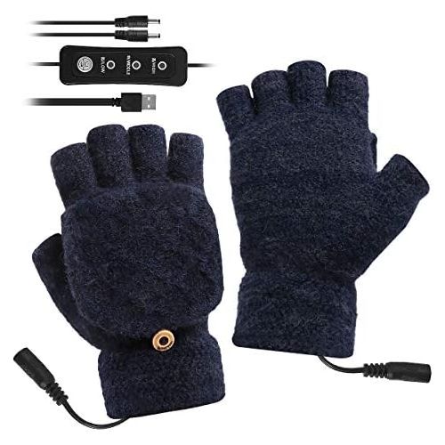  [아마존베스트]Yissone Unisex USB Heated Gloves for Women & Men Winter Warm Laptop Mitten Full and Half Finger Knitted Hands Warmer