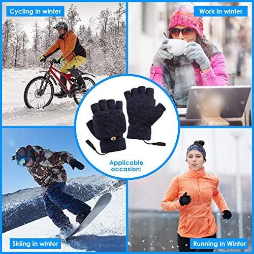  [아마존베스트]Yissone Unisex USB Heated Gloves for Women & Men Winter Warm Laptop Mitten Full and Half Finger Knitted Hands Warmer