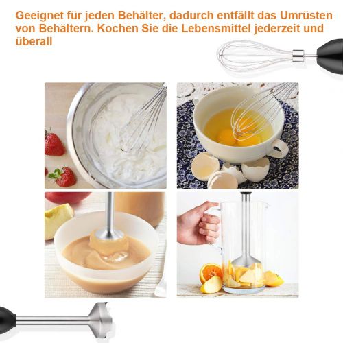  Yissvic Stabmixer 4 in 1 Puerierstab 1000W 9 Geschwindigkeit mit 700ml Becherglas, Schwarz (Verpackung MEHRWEG)