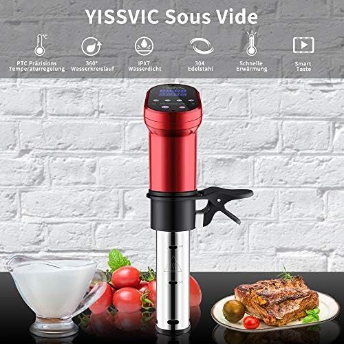 [아마존베스트]YISSVIC Sous Vide Stick 1200 W Sous Vide Garer 5-95 °C Digital Timer LED Touch Display for Healthy Eating, Red (Multi-Way Packaging)