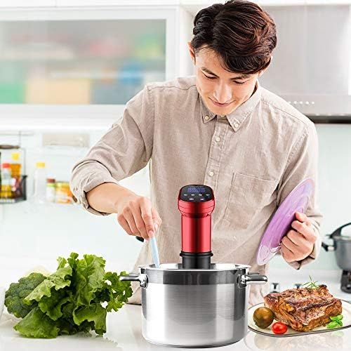  [아마존베스트]YISSVIC Sous Vide Stick 1200 W Sous Vide Garer 5-95 °C Digital Timer LED Touch Display for Healthy Eating, Red (Multi-Way Packaging)