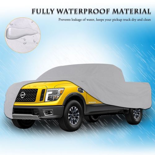  YITAMOTOR All Weather Protection Waterproof Pickup Truck Cover Universal Fit Breathable Lining Rain Sun UV Rays Snow Dustproof Outdoor(Fit Truck up to 232L,Silver)
