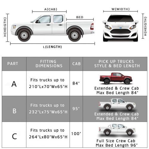  YITAMOTOR All Weather Protection Waterproof Pickup Truck Cover Universal Fit Breathable Lining Rain Sun UV Rays Snow Dustproof Outdoor(Fit Truck up to 232L,Silver)