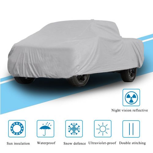  YITAMOTOR All Weather Protection Waterproof Pickup Truck Cover Universal Fit Breathable Lining Rain Sun UV Rays Snow Dustproof Outdoor(Fit Truck up to 232L,Silver)
