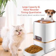 Yitrend Automatic Pet Feeder Food Dispenser for Cats and Dogs, Time and Meal Size Programmable, Voice Recorder, 6L Pet Feeder Food Dispenser(Accurate Portion Control & Meal Time)