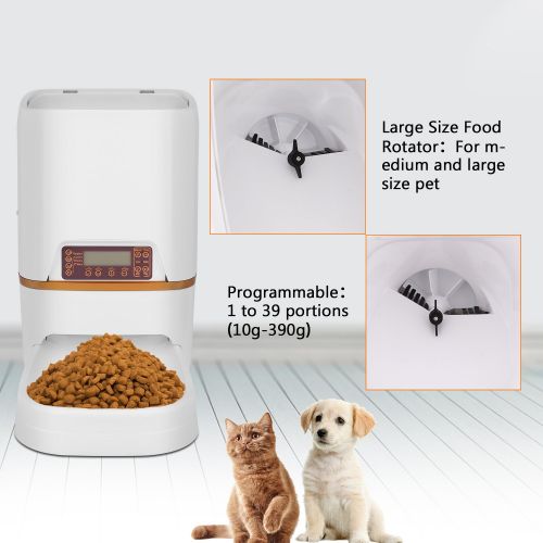  Yitrend Automatic Pet Feeder Food Dispenser for Cats and Dogs, Time and Meal Size Programmable, Voice Recorder, 6L Pet Feeder Food Dispenser(Accurate Portion Control & Meal Time)