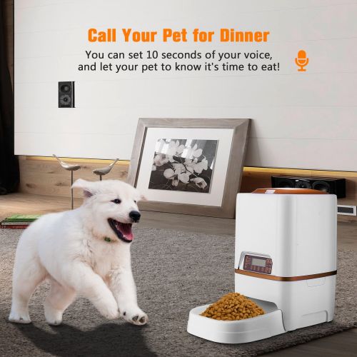  Yitrend Automatic Pet Feeder Food Dispenser for Cats and Dogs, Time and Meal Size Programmable, Voice Recorder, 6L Pet Feeder Food Dispenser(Accurate Portion Control & Meal Time)