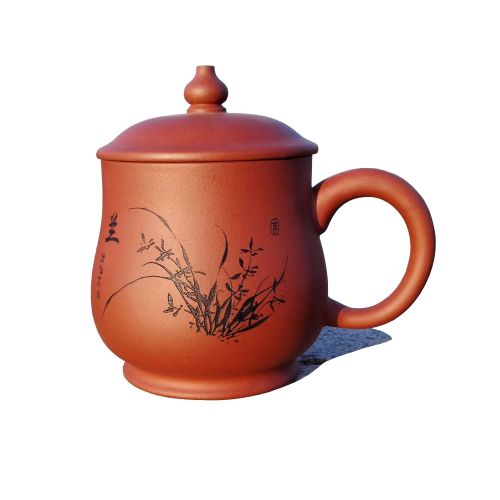  Yixing Teapot Handmade Orchids Tea Cup,Nature Red Clay,400cc