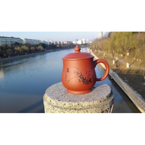  Yixing Teapot Handmade Orchids Tea Cup,Nature Red Clay,400cc