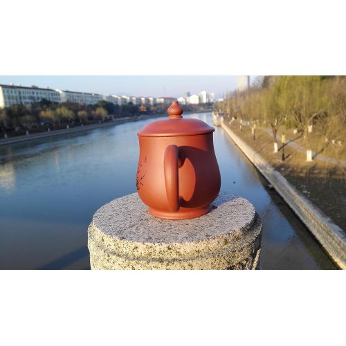  Yixing Teapot Handmade Orchids Tea Cup,Nature Red Clay,400cc