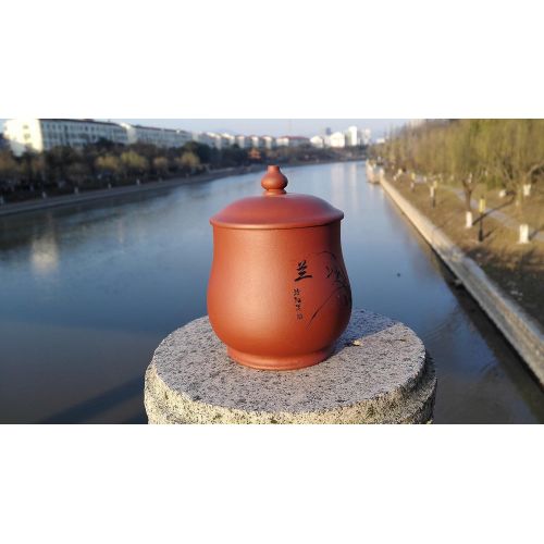  Yixing Teapot Handmade Orchids Tea Cup,Nature Red Clay,400cc