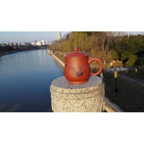  Yixing Teapot Handmade Orchids Tea Cup,Nature Red Clay,400cc