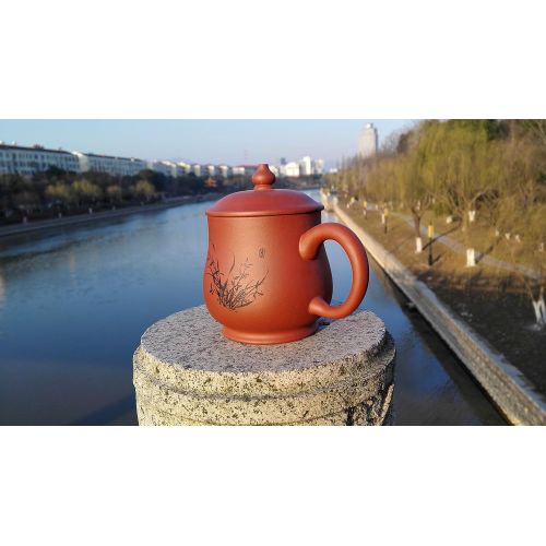  Yixing Teapot Handmade Orchids Tea Cup,Nature Red Clay,400cc