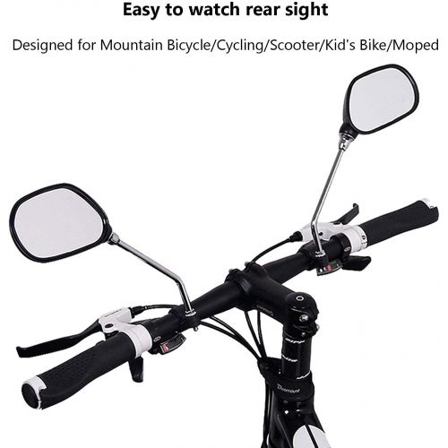  Yizhet Bike Mirrors, 1 Pair Mountain Bike Handlebar Mirrors HD Blast-Resistant, Adjustable Rotatable Handlebar Glass Mirror Safe Rotation Rearview Mirror for Mountain Bike Motorcyc