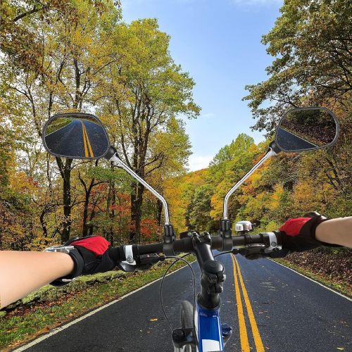  Yizhet Bike Mirrors, 1 Pair Mountain Bike Handlebar Mirrors HD Blast-Resistant, Adjustable Rotatable Handlebar Glass Mirror Safe Rotation Rearview Mirror for Mountain Bike Motorcyc