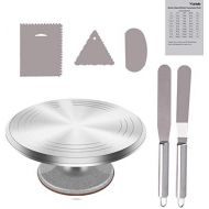 [아마존베스트]Cake Plate Rotating Aluminium Alloy Yizish 12 Inch Cake Stand Cake Turntable with Stainless Steel Icing Spatula (2 Pieces) and Powder Smoother (3 Pieces) for Baking, Cake Decoratin