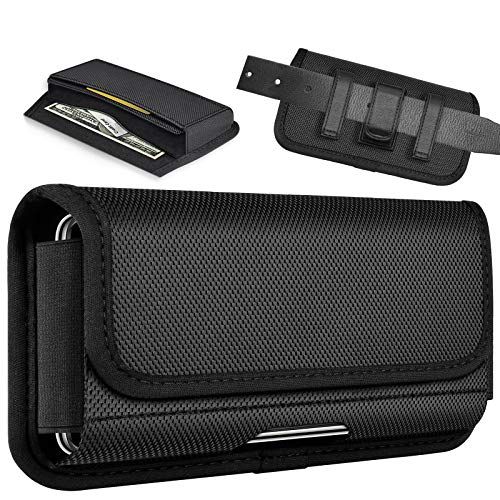  [아마존베스트]ykooe Phone Pouch Horizontal Rugged Nylon Holster with Belt Holder for iPhone, Samsung, Moto, LG, Google and More