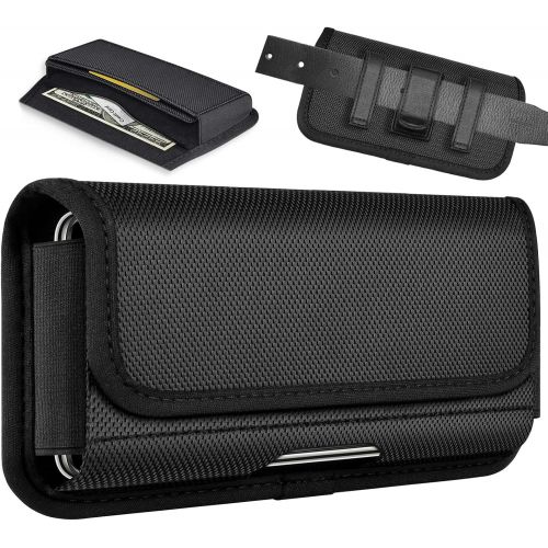  [아마존베스트]ykooe Phone Pouch Horizontal Rugged Nylon Holster with Belt Holder for iPhone, Samsung, Moto, LG, Google and More