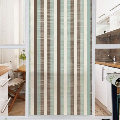  Ylljy00 Decorative Privacy Window Film/Classical Vertical Stripes Fabric Texture Image Old Fashioned Display Decorative/No-Glue Self Static Cling for Home Bedroom Bathroom Kitchen Office D