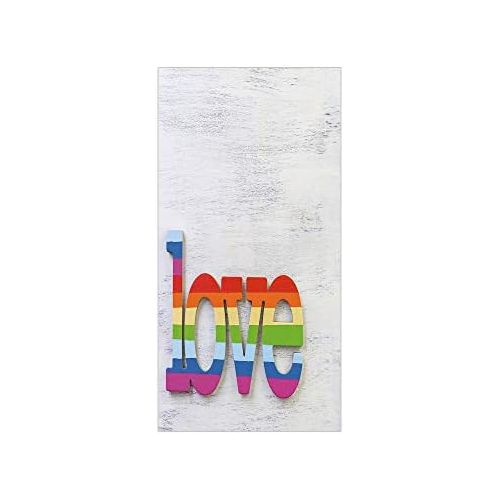  Ylljy00 Decorative Privacy Window Film/Rainbow Colored Love Sign on Wood LGBT Homosexuality Community Culture/No-Glue Self Static Cling for Home Bedroom Bathroom Kitchen Office Dec