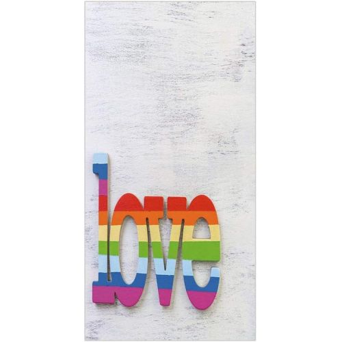  Ylljy00 Decorative Privacy Window Film/Rainbow Colored Love Sign on Wood LGBT Homosexuality Community Culture/No-Glue Self Static Cling for Home Bedroom Bathroom Kitchen Office Dec