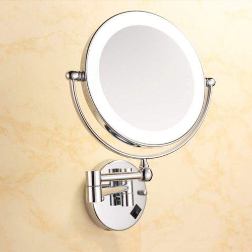  Ylmhe LED Lighted Wall Mount Makeup Mirror 360° Rotation Adjustable Extendable Double Side Magnification Bathroom Shaving Comestic Mirrors,E,10X