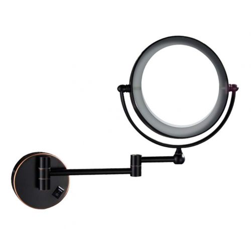  Ylmhe LED Lighted Wall Mount Makeup Mirror 360° Rotation Adjustable Extendable Double Side Magnification Bathroom Shaving Comestic Mirrors,E,10X