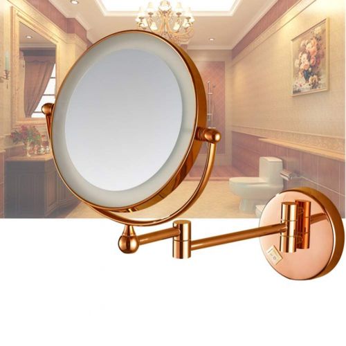  Ylmhe LED Lighted Wall Mount Makeup Mirror 360° Rotation Adjustable Extendable Double Side Magnification Bathroom Shaving Comestic Mirrors,E,10X