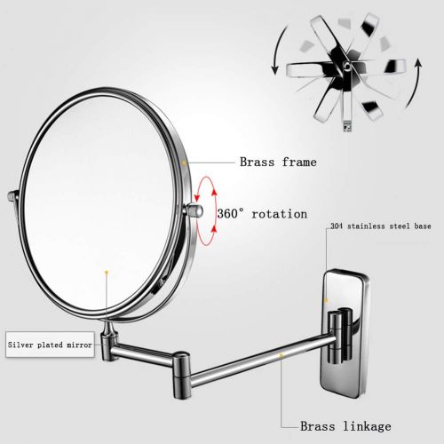  Ylmhe Makeup Magnifying Round Mirror Wall Mounted 8 Inch Two Sided 360° Rotatable, Extendable Arm for Bathroom Shaving Mirrors,5X