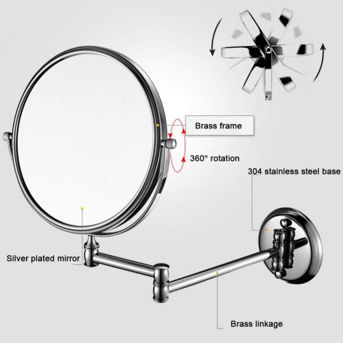  Ylmhe Beauty Mirror Wall Mount 1X/3X Magnification Makeup Mirrors for Bathroom Shaving 360° Rotation Double Sided Extension Adjustable,8inch