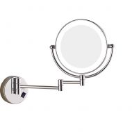 Ylmhe LED Lighted Wall Mount Mirror,Dual-Sided 8 Inch Magnification,360° Rotating Retractable Bathroom Mirrors,5X