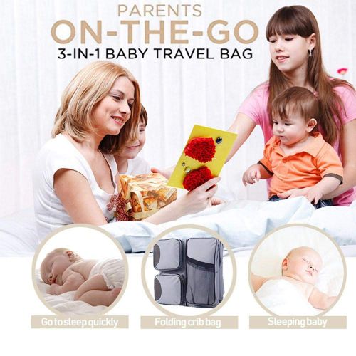  Ylmhe Baby Travel Bassinet Bed,Backpack Diaper Bag,Multifunctional 3 in 1,Changing Station Large Capacity Mummy Bags for Boy Girl,B
