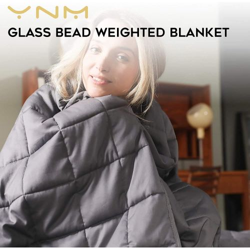  [아마존 핫딜] [아마존핫딜]YnM Weighted Blanket (20 lbs, 60x80, Queen Size) for People Weigh Around 190lbs | 2.0 Cozy Heavy Blanket | 100% Oeko-Tex Certified Cotton Material with Premium Glass Beads, Dark Gr