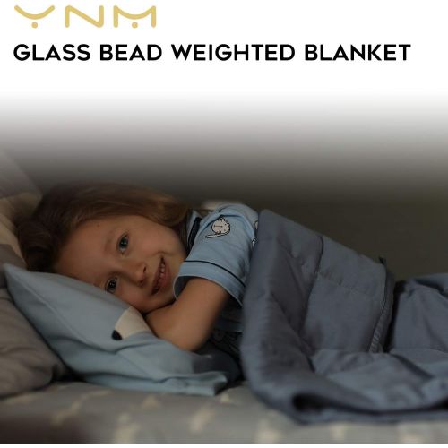  [아마존베스트]YnM Kids Bamboo Weighted Blanket  100% Natural Bamboo Viscose Oeko-Tex Certified Material with Premium Glass Beads (Blue Grey, 41x60 7lbs), Suit for One Person(~60lb) Use on Twin