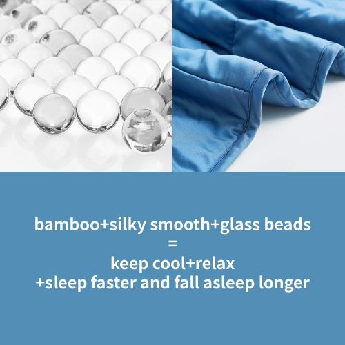  [아마존베스트]YnM Kids Bamboo Weighted Blanket  100% Natural Bamboo Viscose Oeko-Tex Certified Material with Premium Glass Beads (Blue Grey, 41x60 7lbs), Suit for One Person(~60lb) Use on Twin