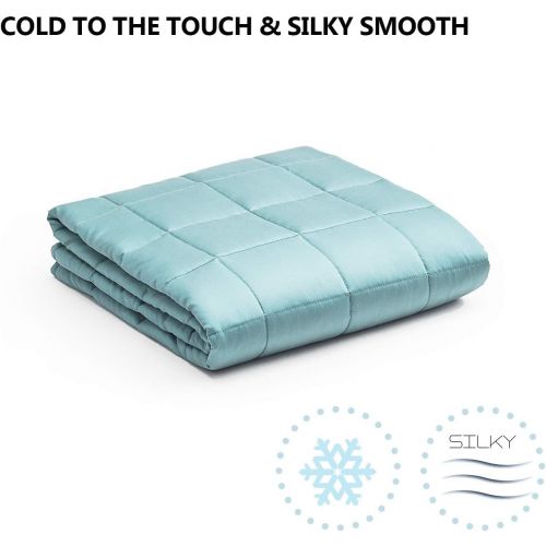  YnM Cooling Weighted Blanket, 100% Natural Bamboo Viscose, 15 lbs 48x72, Thin Gravity 2.0 Blanket, Great Sleep Therapy for People with Anxiety, Autism, ADHD, Insomnia or Stress, Se